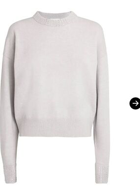 Good American Crystal Crewneck Pullover Sweater Light Gray Women's | Sz M